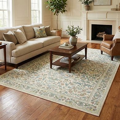Vintage Area Rug Machine Washable Non Slip Non Shedding Stain Resistant Floor Cover for Dining Room