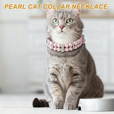1Pc Pearl Dog Collar, Bling Pearl Cats Collar Fancy Crystal Rhinestone