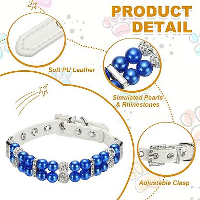 1Pc Pearl Dog Collar, Bling Pearl Cats Collar Fancy Crystal Rhinestone