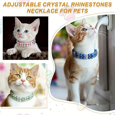1Pc Pearl Dog Collar, Bling Pearl Cats Collar Fancy Crystal Rhinestone