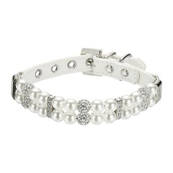 1 pc Pearl Dog Collar, Bling Pearl Cats Collar Fancy Crystal Rhinestone