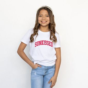 Sunkissed Varsity Arched Puff Print - Youth Short Sleeve Graphic T-Shirt