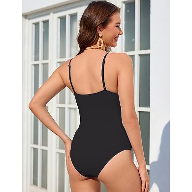 Women's Maternity One-Piece Swimsuits with Button Front Adjustable Straps