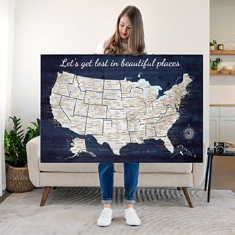 Beautiful Places Push Pin USA Map