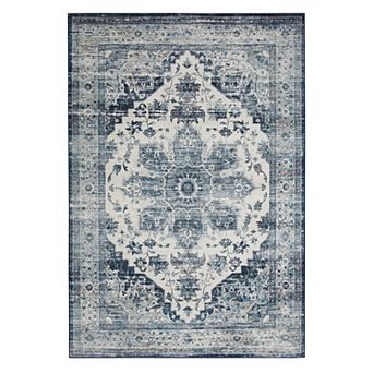 Vintage Area Rug Non Slip Vacuum Clean Ultra Thin Stain Resistant Carpet for Dining Room Bedroom