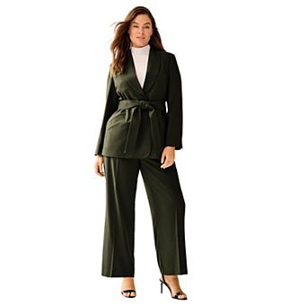 ellos Plus Size Shawl Collar Blazer With Self-Tie Belt