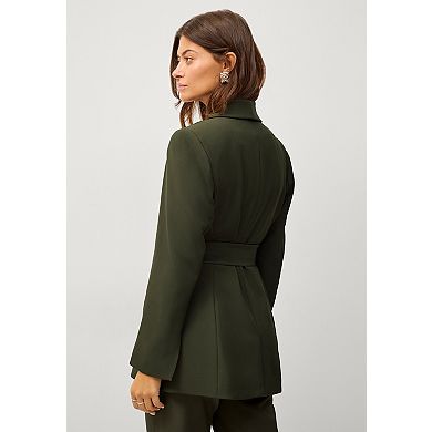 ellos Plus Size Shawl Collar Blazer With Self-Tie Belt