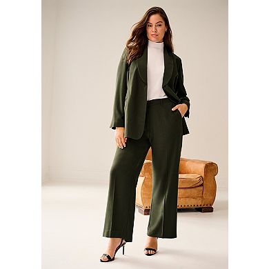 ellos Plus Size Shawl Collar Blazer With Self-Tie Belt