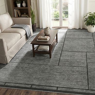 Modern Geometry Area Rug Machine Washable Low Pile Pet Friendly Ultra Thin Carpet for Kid's Room