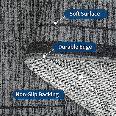 Modern Geometry Area Rug Machine Washable Low Pile Pet Friendly Ultra Thin Carpet for Kid's Room