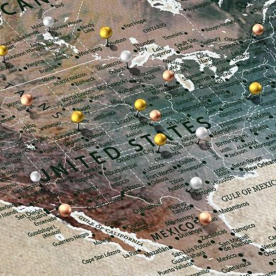 Our Adventures World Map With Push Pin III