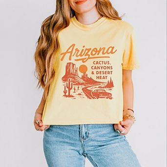 Arizona Cactus, Canyons & Desert Heat - Women's Boxy Crop Top Graphic T-Shirt