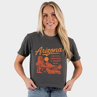 Arizona Cactus, Canyons & Desert Heat - Women's Boxy Crop Top Graphic T-Shirt