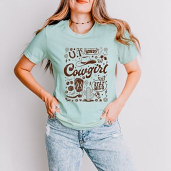 Cowgirl Sketched Icons - Women's Short Sleeve Graphic T-Shirt