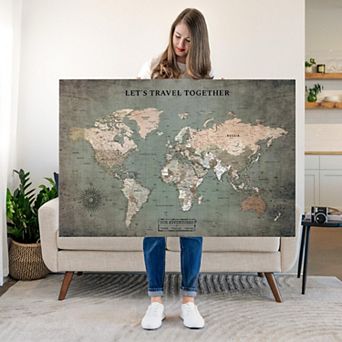 Travel Together II Push Pin World Map
