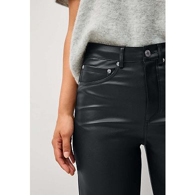 ellos Plus Size 5 Pocket Faux Leather Wide Leg Pants
