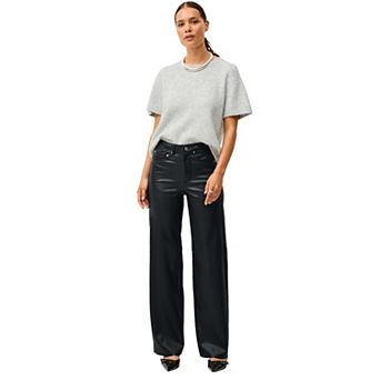 ellos Plus Size 5 Pocket Faux Leather Wide Leg Pants