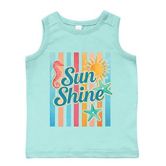 Sunshine Seahorse Stripes - Toddler Graphic Tank