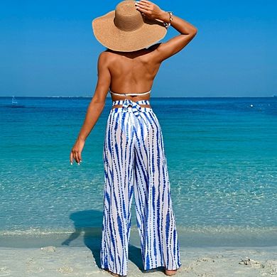 Women's Bikini Set Halter Two Piece Swimsuit Striped Bathing Suit