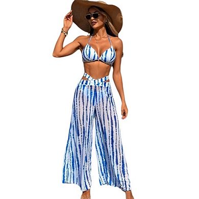 Women's Bikini Set Halter Two Piece Swimsuit Striped Bathing Suit