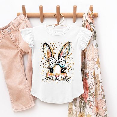 Coquette Bunny Dot Bow - Flutter Sleeve Graphic T-Shirt