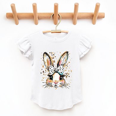 Coquette Bunny Dot Bow - Flutter Sleeve Graphic T-Shirt
