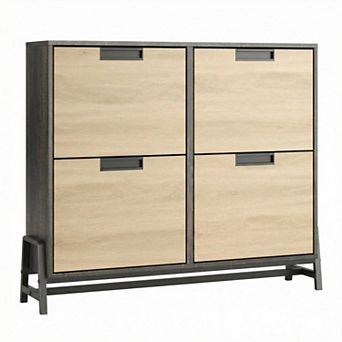Narrow Shoe Cabinet with 4 Flip Drawers Freestanding Shoe Storage with Adjustable Shelves