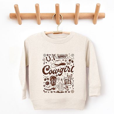 Cowgirl Sketched Icons - Toddler Graphic Sweatshirt