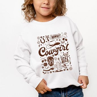 Cowgirl Sketched Icons - Toddler Graphic Sweatshirt