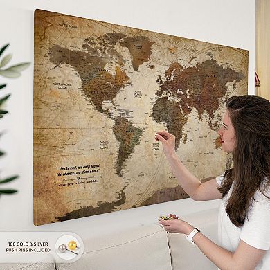 Regret The Chances Push Pin World Map III