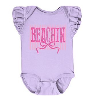 Beachin Coquette Stripes - Baby Flutter Sleeve Bodysuit