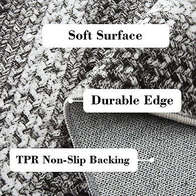 Modern Woven Area Rug Machine Washable Low Pile Pet Friendly Ultra Thin Carpet for Kid's Room
