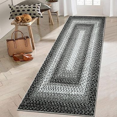Modern Woven Area Rug Machine Washable Low Pile Pet Friendly Ultra Thin Carpet for Kid's Room