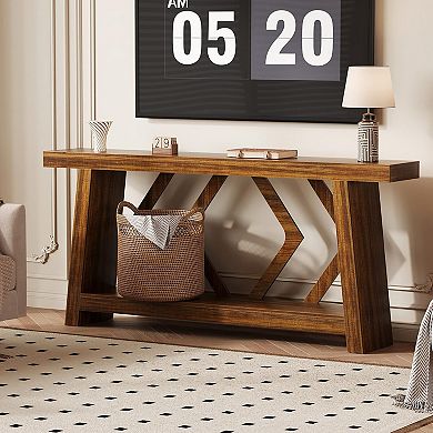 70.9" Entryway Console Table, 2 Tier Narrow Long Sofa Table, Wooden Behind Couch Table,