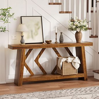 70.9" Entryway Console Table, 2 tier Narrow Long Sofa Table, Wooden Behind Couch Table,