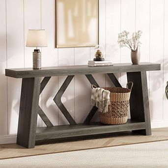 70.9" Entryway Console Table, 2 tier Narrow Long Sofa Table, Wooden Behind Couch Table,