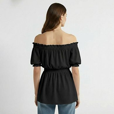 Women's Off Shoulder Blouse Short Sleeve Top