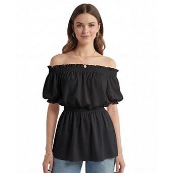 Women's Off Shoulder Blouse Short Sleeve Top