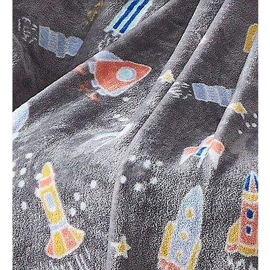Kate Aurora Ultra Soft & Plush Kids Space Travel Gray Accent Throw Blanket
