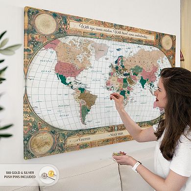 Travel Wisdom I Push Pin World Map