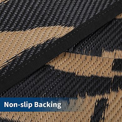 Waterproof Outdoor Area Rug, Reversible Plastic Straw UV Resistant Large Rug, Balcony Patio Deck