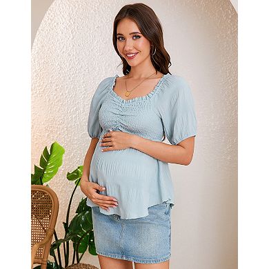 Women's Maternity V-Neck Short Sleeve Blouses T-Shirt Top