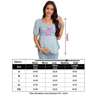 Women's Maternity V-Neck Short Sleeve Blouses T-Shirt Top