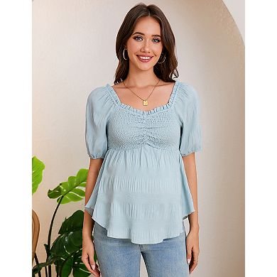 Women's Maternity V-Neck Short Sleeve Blouses T-Shirt Top