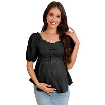 Women's Maternity V-Neck Short Sleeve Blouses T-Shirt Top