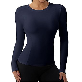 Women's Casual Long Sleeve Crew Neck T Shirts Workout Gym Shirts Dry Athletic Basic Tops