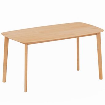 HOMCOM Wood Dining Table for 6, 59inch Rectangular Kitchen Table, Natural