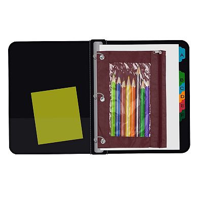 1Pc Pencil Case for 3 Ring Binder, Double Layer, Smooth Zipper, Transparent Window, w 3 Reinforced