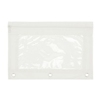 1 pc Pencil Case for 3 Ring Binder, Double Layer, Smooth Zipper, Transparent Window, w 3 Reinforced