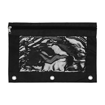 1 pc Pencil Case for 3 Ring Binder, Double Layer Transparent Window, 3 Reinforced